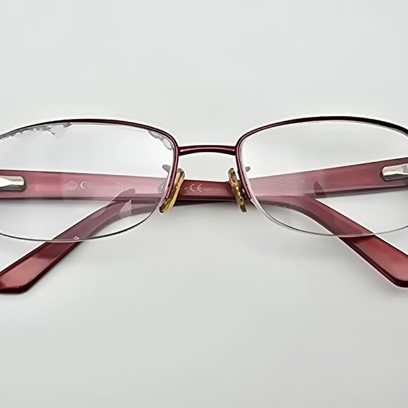 Christian Dior CD7746J C5 Red Rhinestone Semi Rimless Eyeglasses Frame w/ Case - Picture 13 of 16